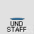 Pixel art character icons in green, red, purple, and blue with 'UND STAFF' text below each; some show weapons or multiple characters.
