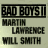 A 2x2 contact sheet of a Bad Boys II movie-themed animated buddy icon featuring Martin Lawrence and Will Smith with text labels, displayed in low-resolution pixel art style.