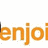 Animated orange text 'enjoy' on white background with gray overlay, showing pixelated transitions between frames.