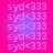 A static image with repeated text 'syd<333' in pink and purple hues on a gradient background.