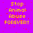A static image with a bright purple background displays yellow pixelated text reading "Stop Animal Abuse FOREVER!!" in multiple repeated sections.