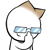 A cartoon character with light brown hair and blue striped glasses displays sequential mouth expressions across four of each