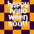 Pixelated orange and dark purple checkered background with white text reading 'happy halloween BOO!!' in four distinct arrangements.