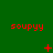 Red 'soupyy' text appears in three on a green background with animated symbols changing in the center of each