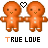 A contact sheet of 13 animated frames showing pixelated gingerbread figures holding hands with hearts above them and "TRUE LOVE" text below, arranged in a grid layout.