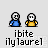 Pixel art buddy icon with two figures in blue and yellow clothing, showing sequential animation frames of one figure leaning toward the other.
