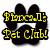 Black paw print with yellow text reading 'Princess II: Pet Club!' in pixelated font, set against white background.