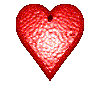 Red heart-shaped object with textured surface rotates through multiple angles against gray background.