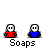 Pixel art buddy with red and blue figures, text bubbles changing from 'whats da time?', '730', to 'MY' above them