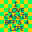 A static image with a green and yellow checkered background displaying blue text reading "I LOVE CASSIE BFF'S 4 LIFE" in two identical vertical arrangements.