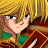 Pixelated anime-style buddy icon featuring a character with blonde hair and green clothing holding a book, alongside green text reading "Original Icons .com" on a dark background.