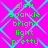 A static image with a bright pink background and a repeating blue diamond lattice pattern, overlaid with green text reading 'glow sparkle bright light pretty' in a vertical