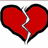 Red broken heart icon with pixelated text on black background reading 'U say I'm: Pretty Popular Sweet' and other phrases.