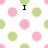 Pixelated image with pink and green polka dots on white background, partial text fragments visible.