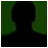 Silhouette of a person with green background, showing sequential animation frames where the head turns left to right and hair moves from side to side.