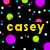 Pixelated yellow text reads 'casey is the best :)' on black background with scattered neon dots.