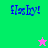 Pixelated blue text 'Flossy!' on green and pink backgrounds with a small star icon in the corner.