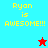 Pixelated text 'Ryon is AWESOME!!!' appears on four colored backgrounds with two star icons changing color between frames.
