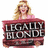 A pixelated image shows a woman holding a sign with 'LEGALLY BLONDE' text, surrounded by pink background and repeated 'legally blonde' text elements.