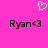 Pixelated pink background with white heart symbol above two identical text strings reading 'Ryan<3' in black pixel font.