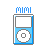Four pixel-art icons of a blue and gray device with 'MIMI' text above, showing sequential animation frames where small blue symbols appear on the screen.