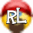 Two circular icons with red, yellow, and brown gradient backgrounds display white text: 'RL' on the left and a stylized 'R' symbol on the right.