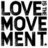 Black text on white background reads LOVE MOVE MENT. in bold block letters, with a gray rectangle partially obscuring the right side.