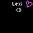 Pixelated text 'Lexi' and '<3' symbols on black background with a pink heart icon in the center.