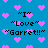 Blue background with pink pixelated hearts and repeated black text "I Love Garret!!" in a pattern