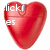 Red heart-shaped icon with white and red text elements, showing animation changes between two states.