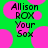 Green background with pink circular shapes and black text reading 'Allison ROX Your Sex' in pixelated font.
