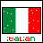 A 4-frame animated contact sheet showing a pixelated Italian flag with white dots and the word 'italian' in red-green text below each frame.