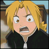 Six of an anime character with blonde hair and a black jacket showing facial expression changes from wide-eyed shock to squinted anger