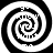 Four identical black-and-white spiral patterns arranged in a , each with pixelated text embedded along the spiral arms