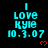 Cyan text reads 'I LOVE Kyle 10.3.07' with a red heart below on black background, repeated in