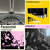 A static image divided into four quadrants showing abstract and pixelated sections with varying color schemes including gray, yellow, pink, and dark tones.