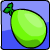 Animated contact sheet showing 10 sequential frames of a green speckled egg-shaped icon with a small stem on top, set against a blue background that transitions to gray in the bottom-right corner.