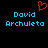 Static pixel art displays two identical blue text names with a red heart symbol above the left name on black background.