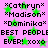 Pixelated text and green stars on a pink background with repeated names and phrases.