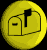 Yellow circular icon with black outline of a mailbox, displayed in a contact sheet of 10 frames showing slight rotation and position changes across sampled frames.