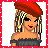 Pixel art character with red beret, blonde hair, off-shoulder top, and black pants; text reads 'sweet', 'and also', 'straps' in bottom-right