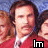 Animated contact sheet of a man in red sweater with mustache and women behind him, displaying text fragments across frames.