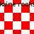 Red and white checkered pattern with diamond-shaped variant and repeated text overlay, animated transition between patterns.