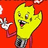 Yellow cartoon character with pink limbs and gray feet waves against red background, text 'bulby' appears above its head.