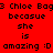Red background with black pixelated text reading "Chloe Bag becasue she is amazing :D" in two identical horizontal sections, one section with a white radial gradient overlay.