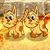 Two pixelated cartoon cats with orange-brown fur, white eyes, and red noses stand side-by-side on a yellow background.
