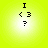 Pixelated icon with black text and symbols on a bright yellow gradient background, showing 'I', '<3', and '?' arranged vertically.