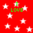 Red background with white stars and green text reading "I LOVE" repeated across the image.