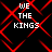 Black background with red pixelated overlay; four identical white text blocks reading WE THE KINGS in blocky font