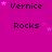 repeated 'Vernice' and 'Rocks' text labels on a magenta background with scattered pink stars, partially cropped on the right